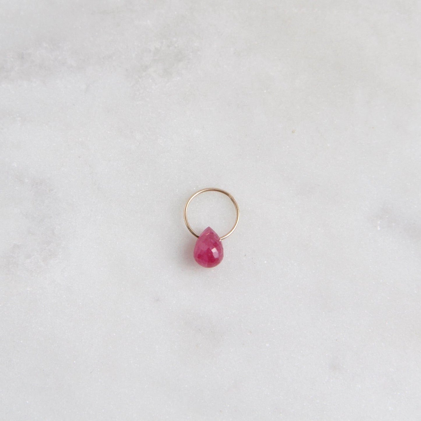 CHM Ruby -  High Faceted Drop Gemstone Charm