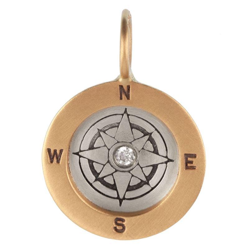 
                      
                        CHM Silver Compass Charm with 14k Gold Frame & Center Diamond
                      
                    