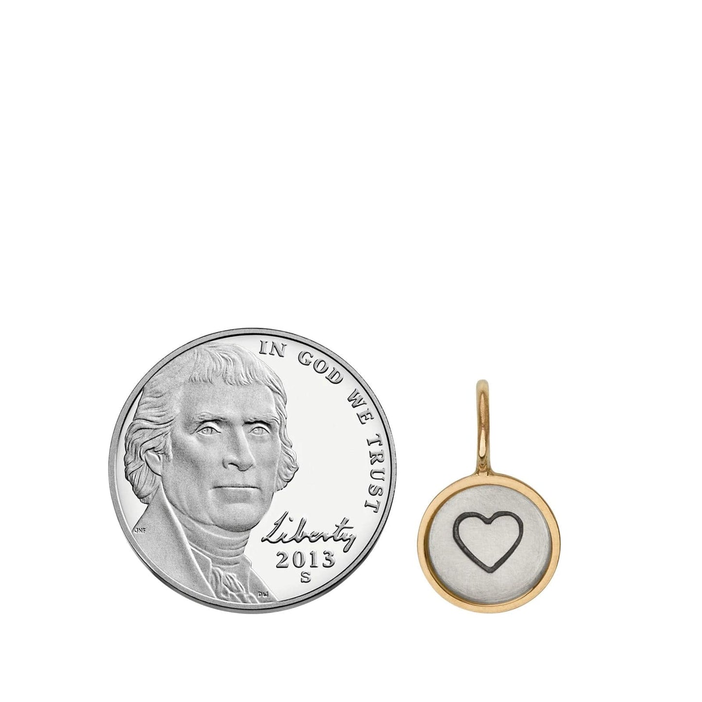CHM Silver & Gold Heart Round Charm