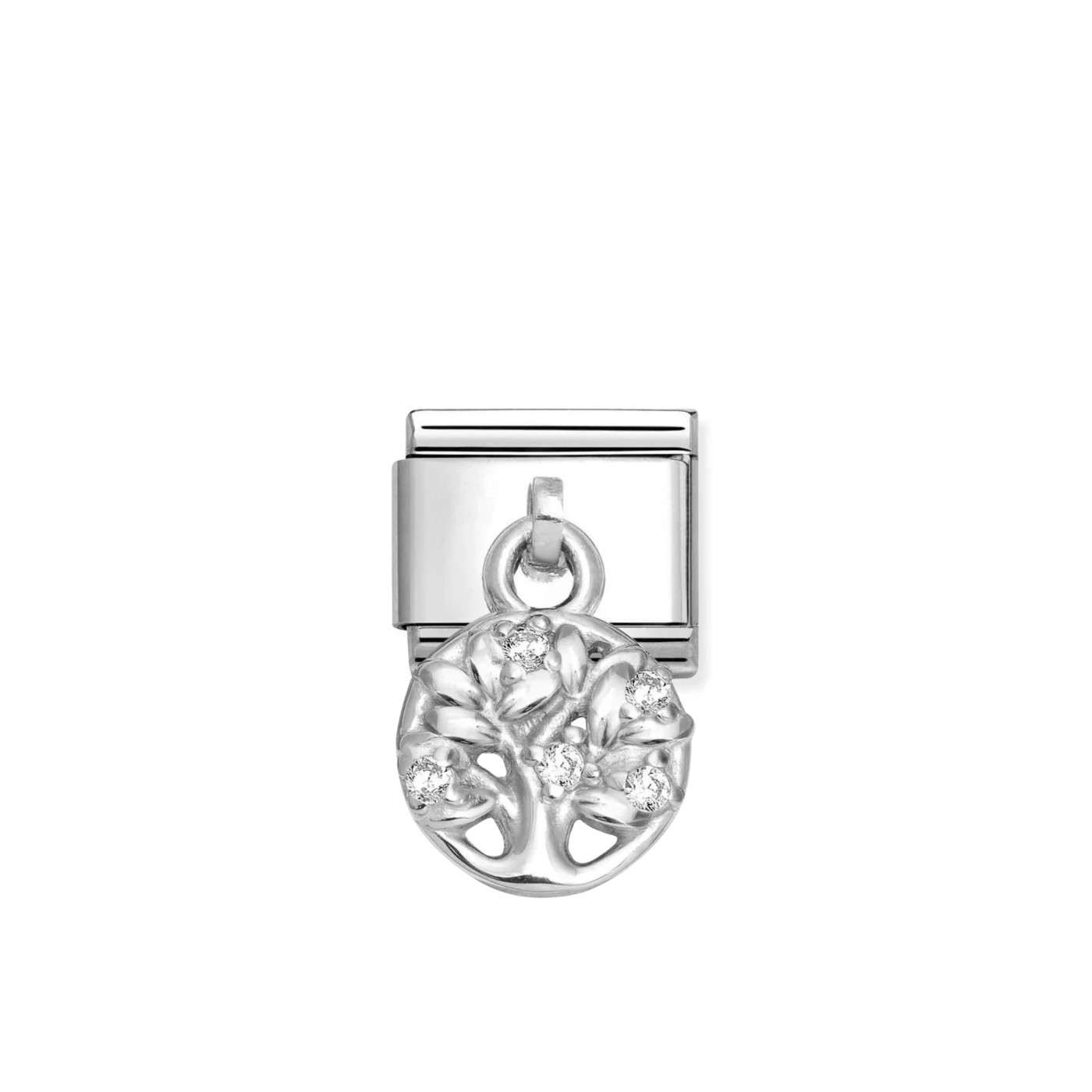 CHM Silver Hanging Charm CZ Tree of Life Composable Link