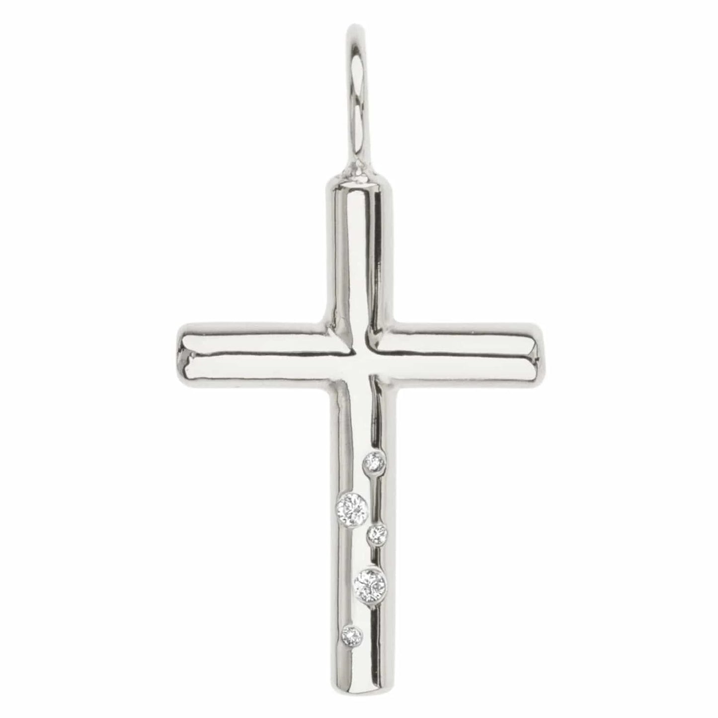 CHM Silver High Polished Diamond Cross Charm