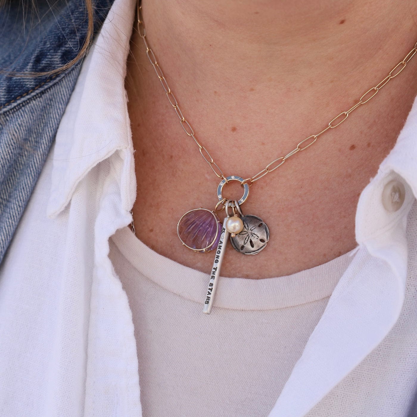 CHM Silver Patina Sand Dollar Sculptural Charm