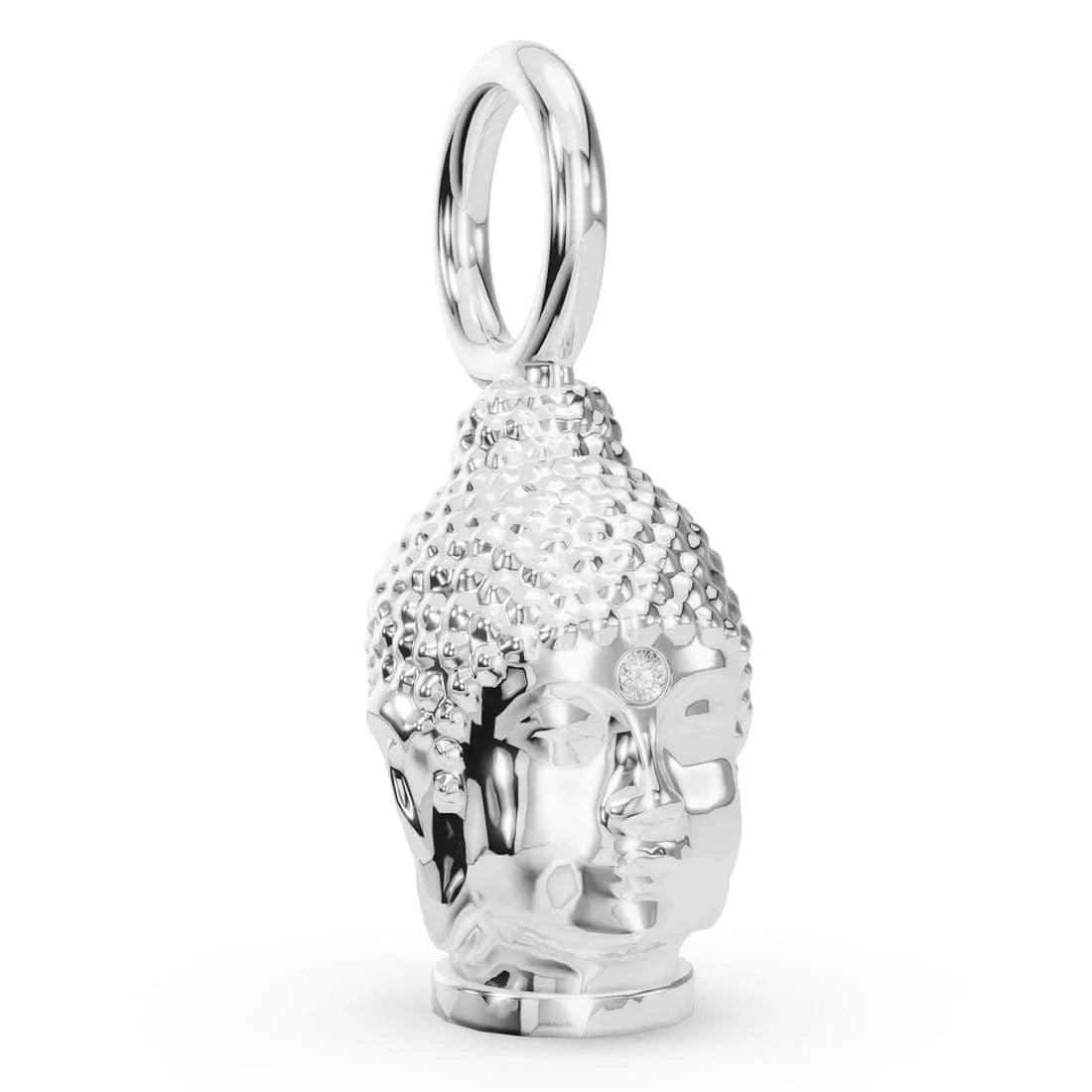 CHM Silver Polished Buddha Head with a Diamond