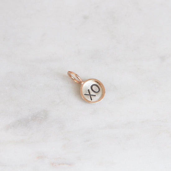 CHM Silver "XO" Round Charm with 14k Rose Gold Frame