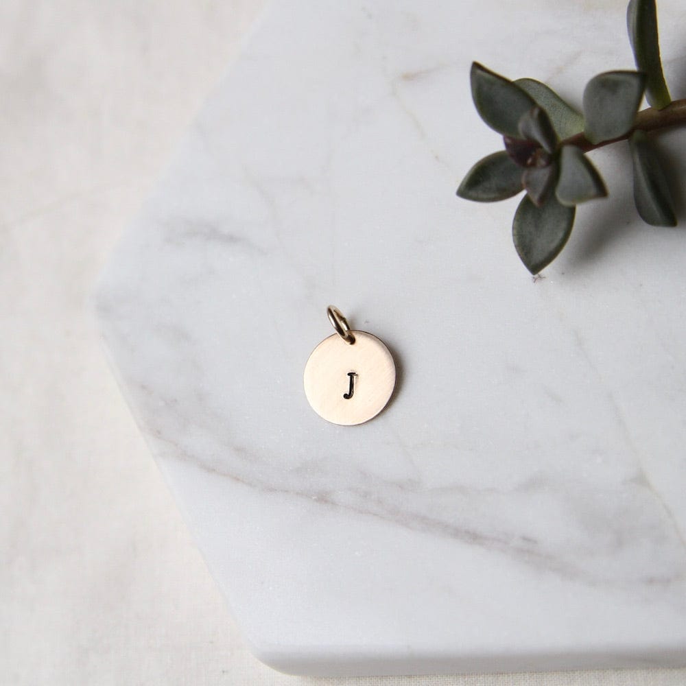 CHM Small Gold Filled Hand Stamped Letter Charm