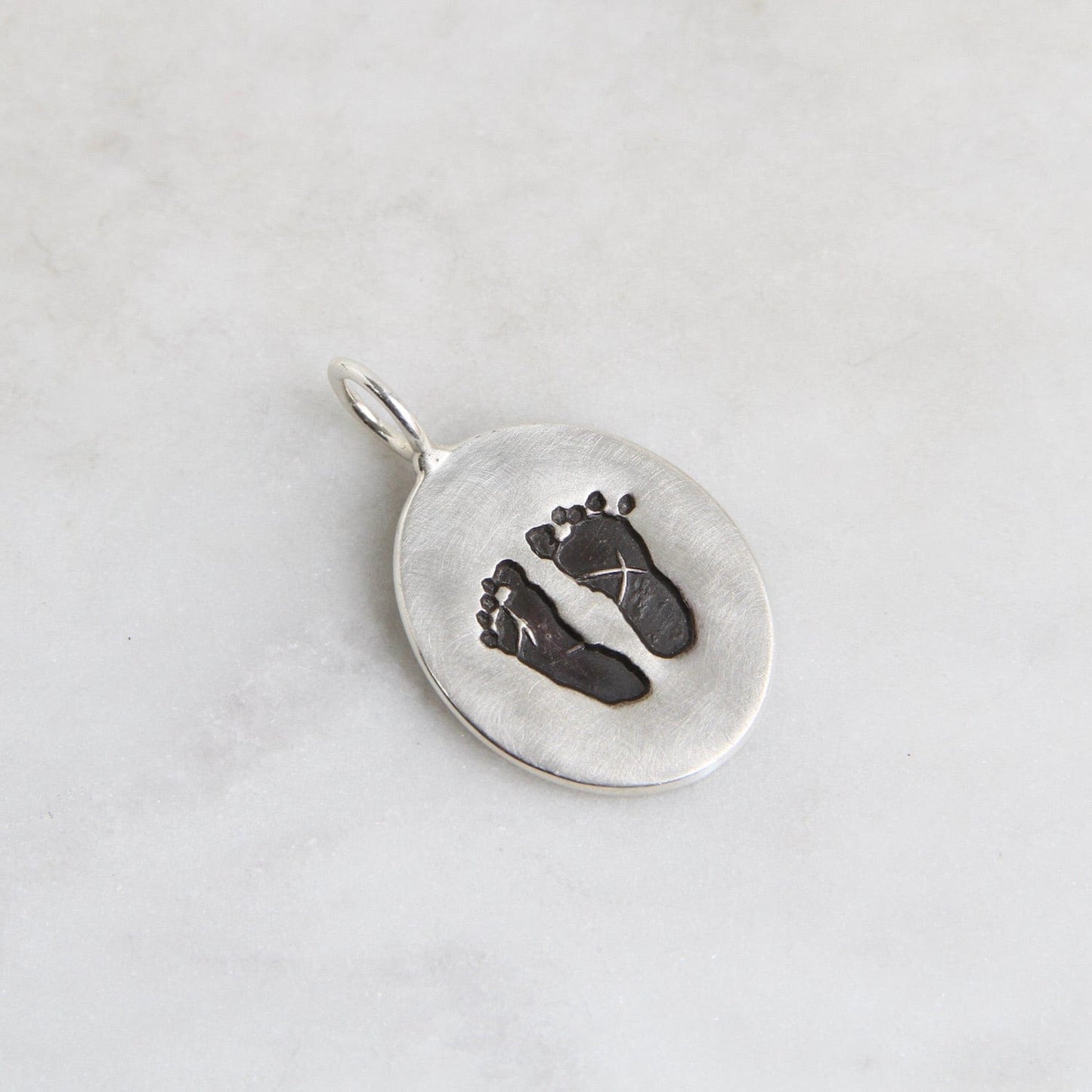 CHM Small Silver Oval Charm - Baby Feet