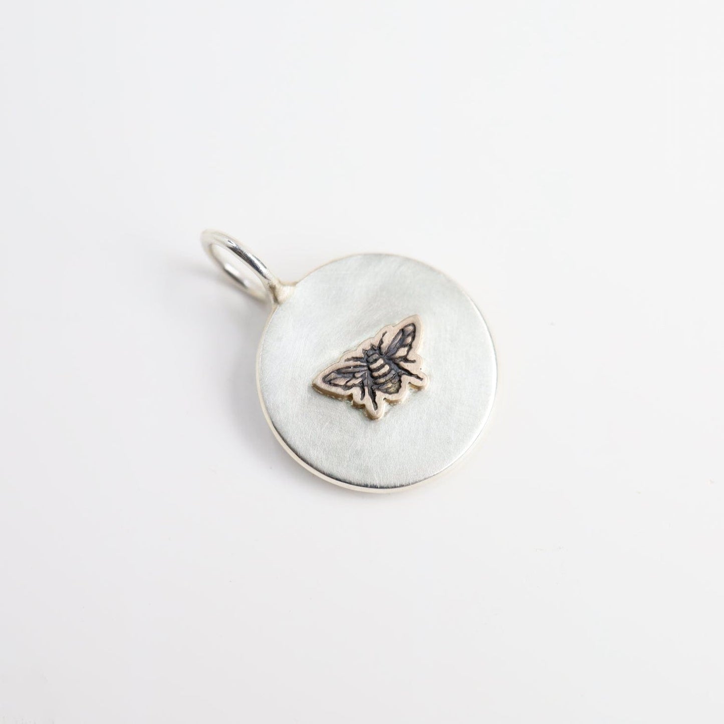 CHM Small Silver Round Raised Bee Charm