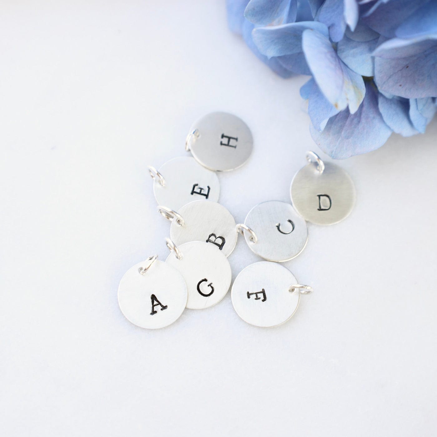 Tiny Alphabet Charms, Handstamped