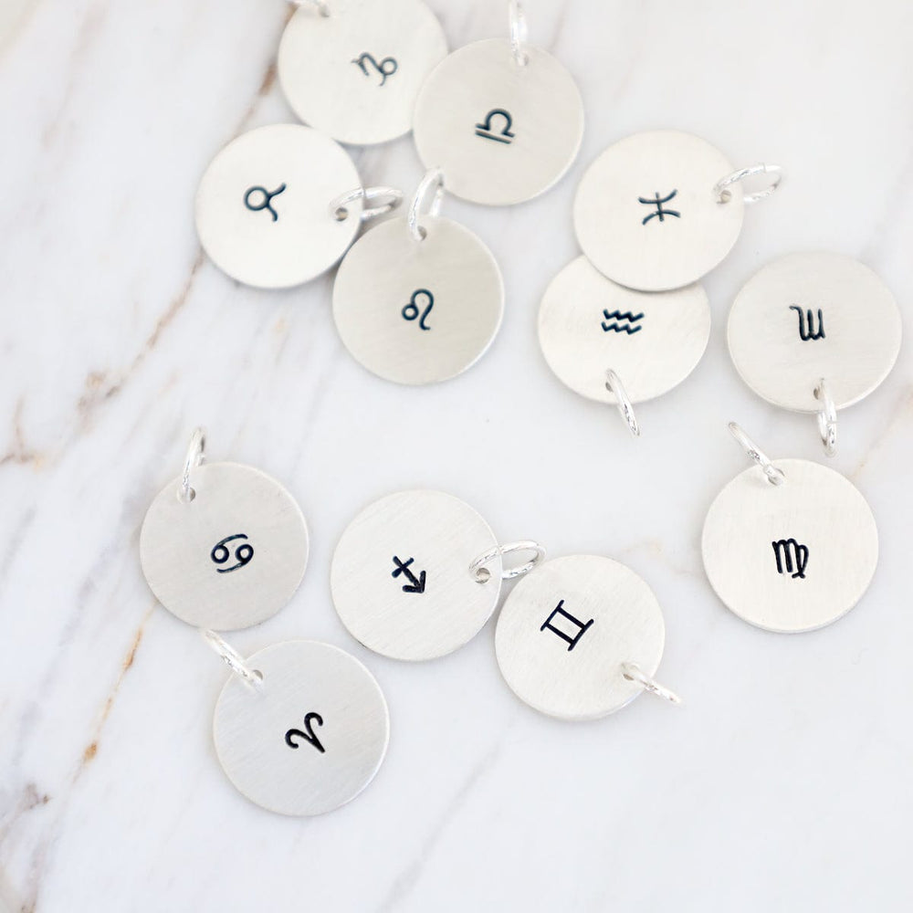 
                      
                        CHM Small Sterling Silver Hand Stamped Zodiac Charm
                      
                    