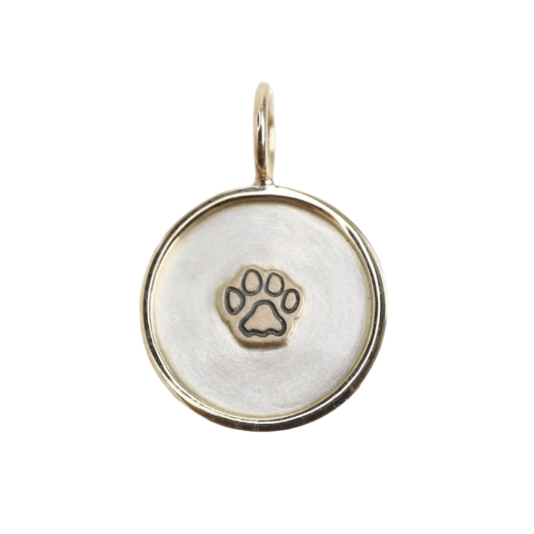 CHM Stamped Raised Paw Print Charm with 14k Gold Frame