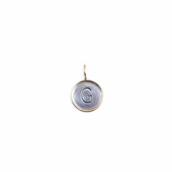 Load image into Gallery viewer, CHM Sterling Silver &amp;quot;G&amp;quot; Round Charm with 14k Gold Frame
