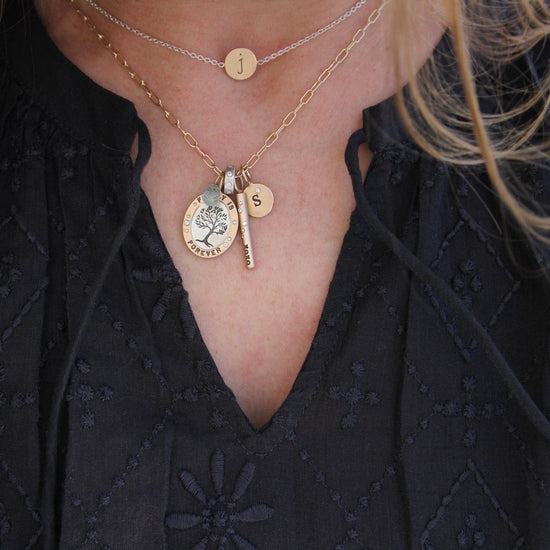 Petite Silver Initial Disc Necklace - Lulu + Belle Jewellery