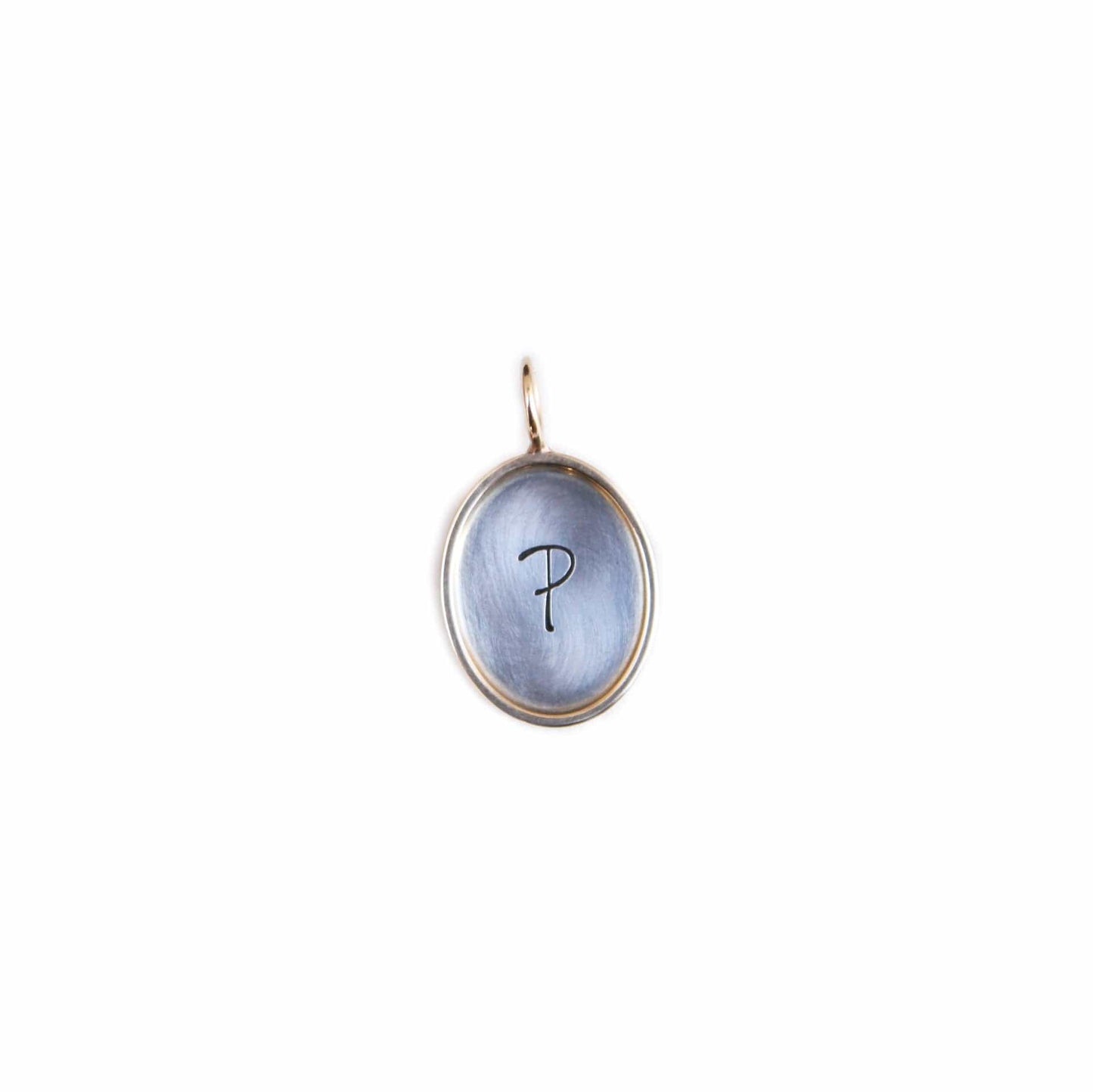 CHM Sterling Silver Oval "P" Charm with 14k Gold Frame