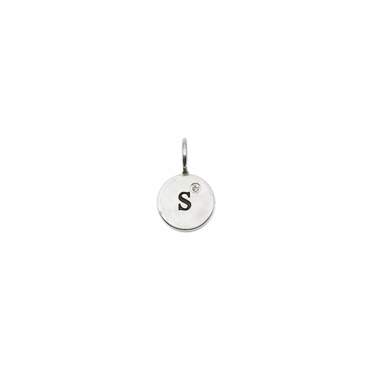 CHM Sterling Silver Single Letter Charm with Diamond