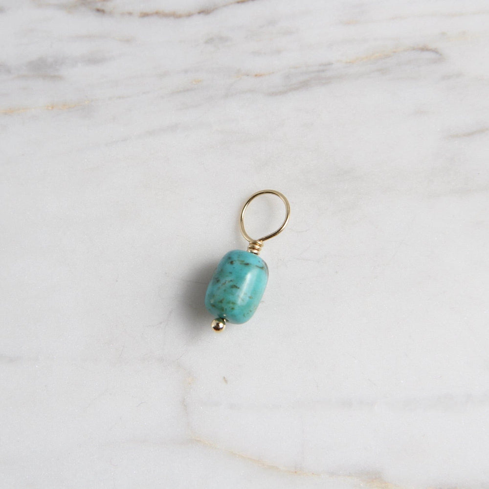 
                      
                        CHM Vein Turquoise  - Unfaceted Cylindar Gemstone Charm
                      
                    