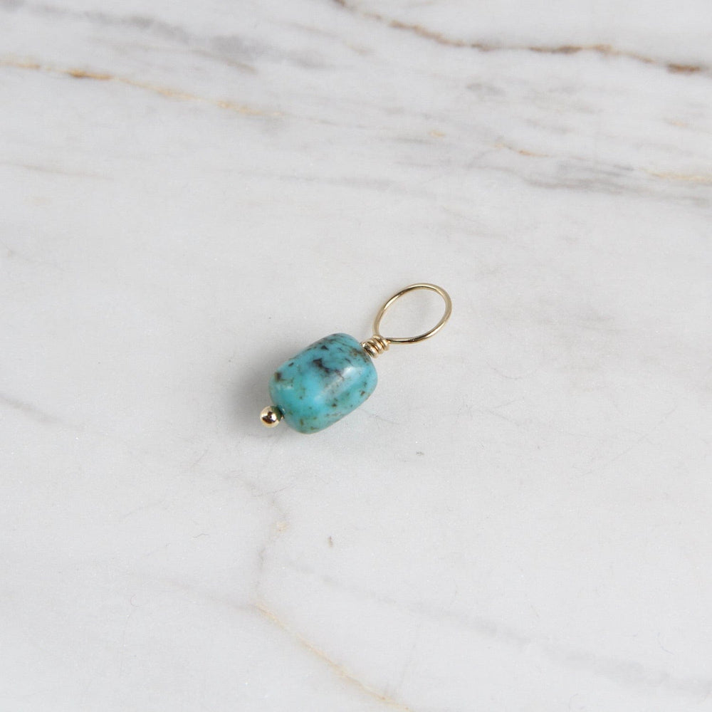 
                      
                        866 CHM Vein Turquoise  - Unfaceted Cylindar Gemstone Charm
                      
                    