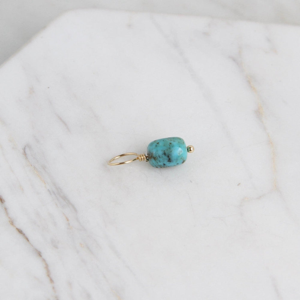 
                      
                        866 CHM Vein Turquoise  - Unfaceted Cylindar Gemstone Charm
                      
                    