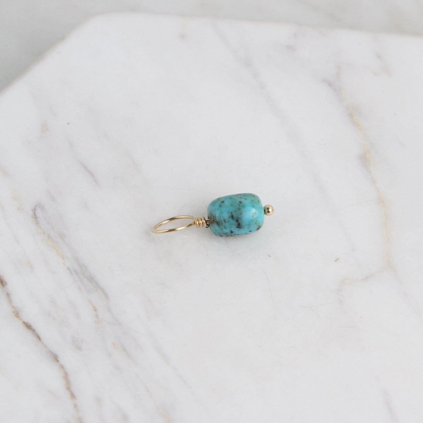 866 CHM Vein Turquoise  - Unfaceted Cylindar Gemstone Charm