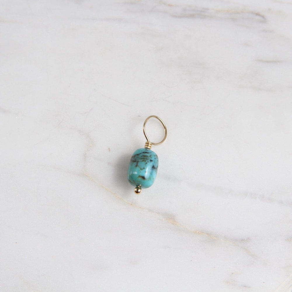 
                      
                        866 CHM Vein Turquoise  - Unfaceted Cylindar Gemstone Charm
                      
                    