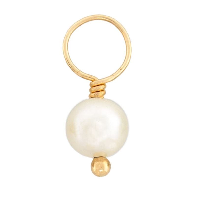 CHM White Pearl Round Gemstone on 14k Gold Wire