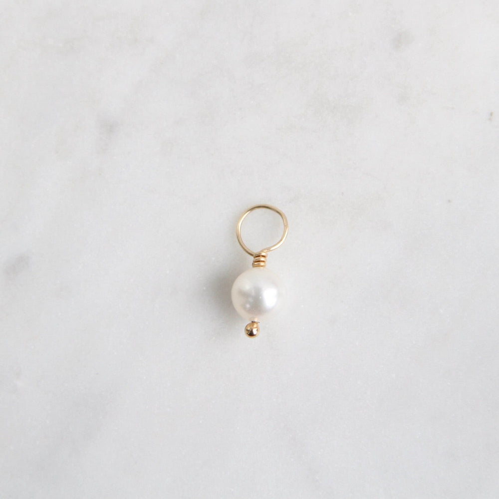 CHM White Pearl -  Round Gemstone on 14k Gold Wire