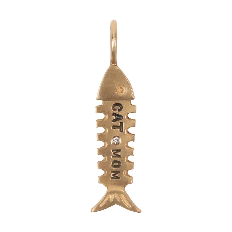 CHM Yellow Gold Cat Mom Cat Bone Charm