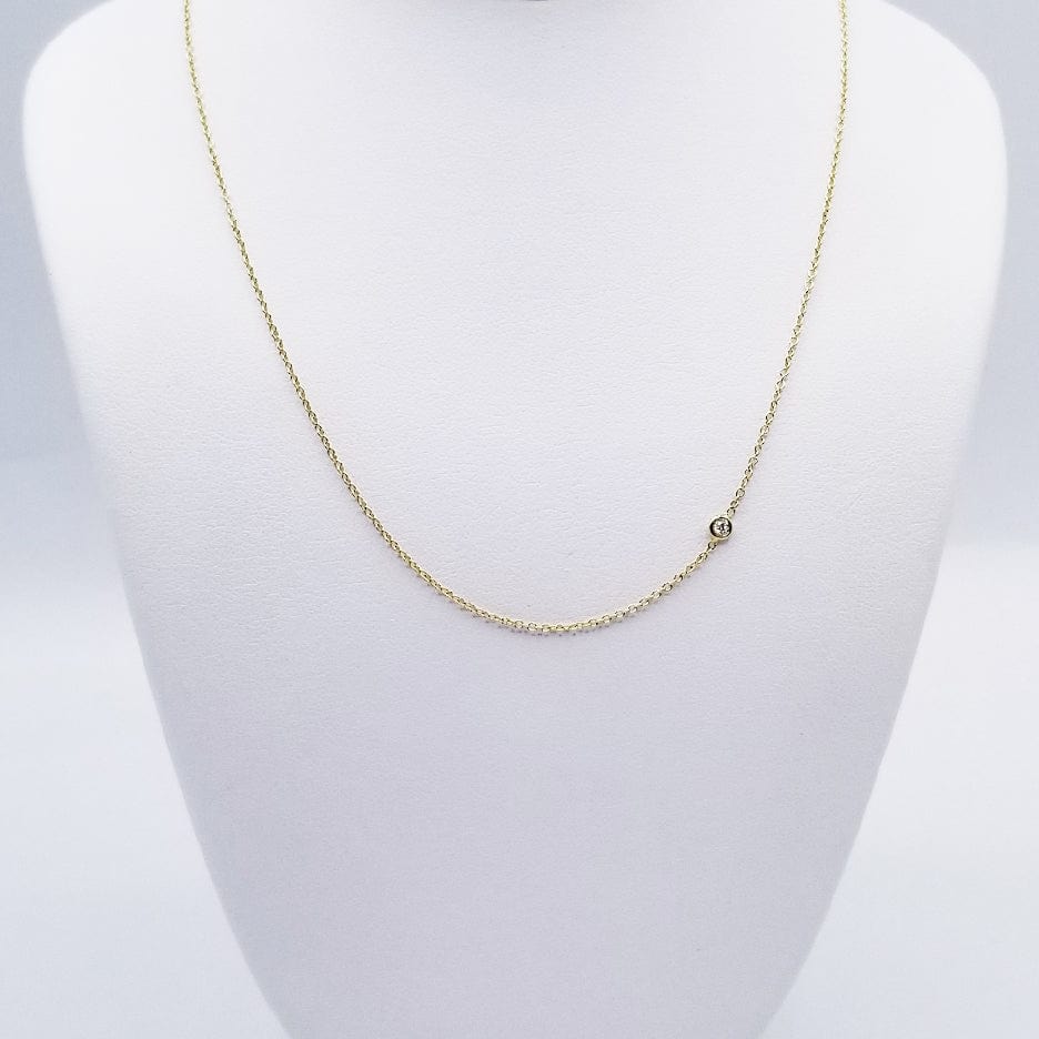 CHN-14K 14K GOLD DELICATE CABLE CHAIN WITH 3pt DIAMOND