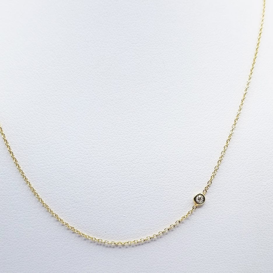 CHN-14K 14K GOLD DELICATE CABLE CHAIN WITH 3pt DIAMOND