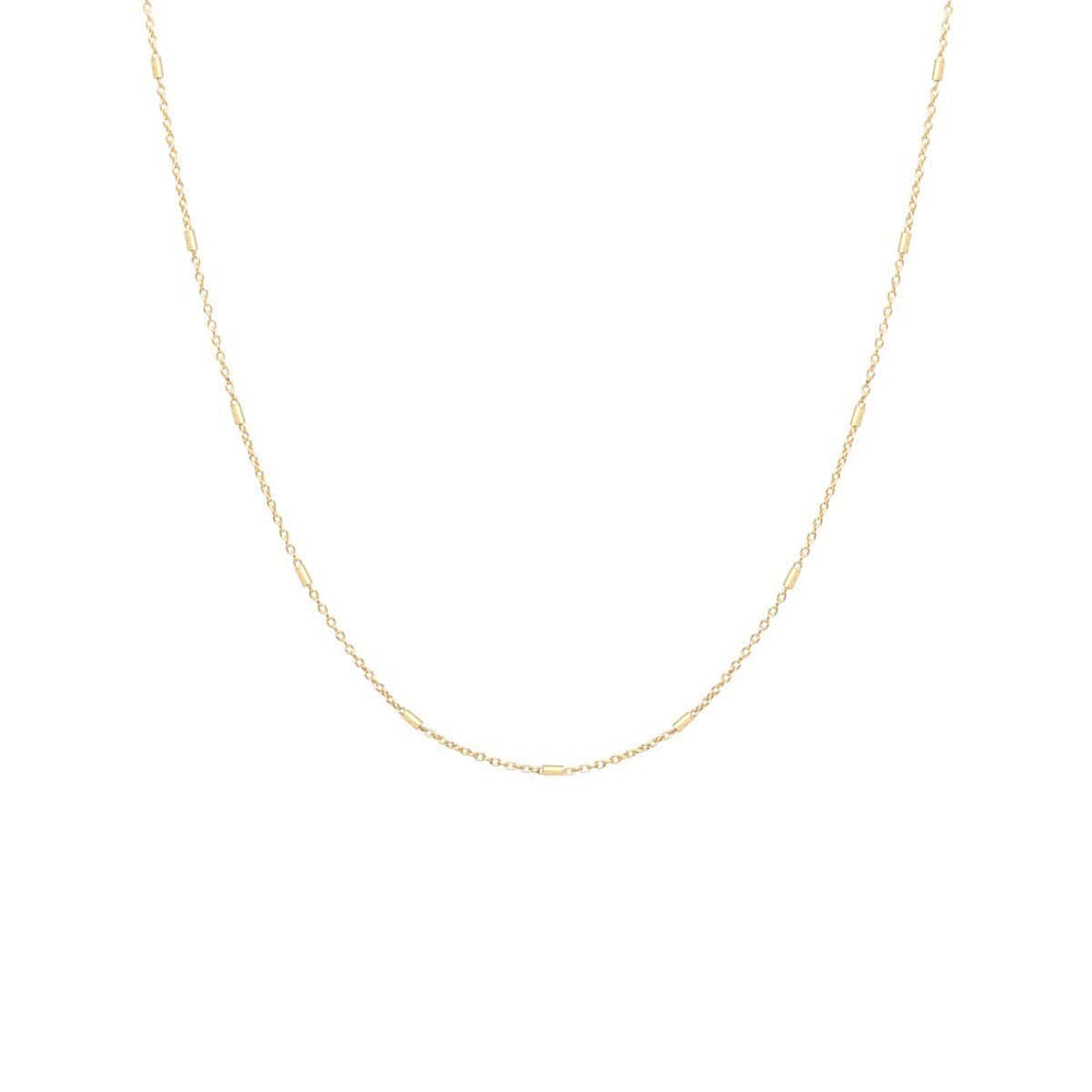 CHN-14K 18" 14K GOLD TINY BAR CABLE CHAIN NECKLACE