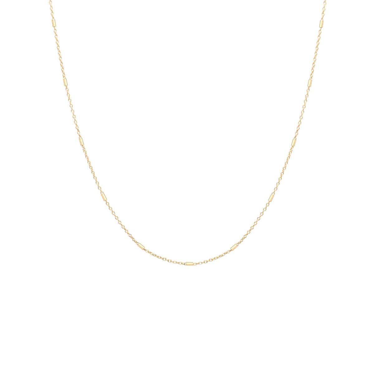 CHN-14K 18" 14K GOLD TINY BAR CABLE CHAIN NECKLACE