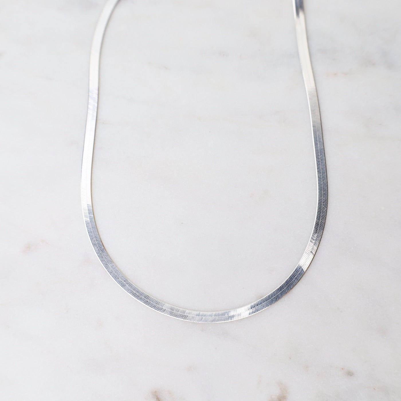 Sterling Silver Italian Herringbone Chain Necklace - Ruby Lane