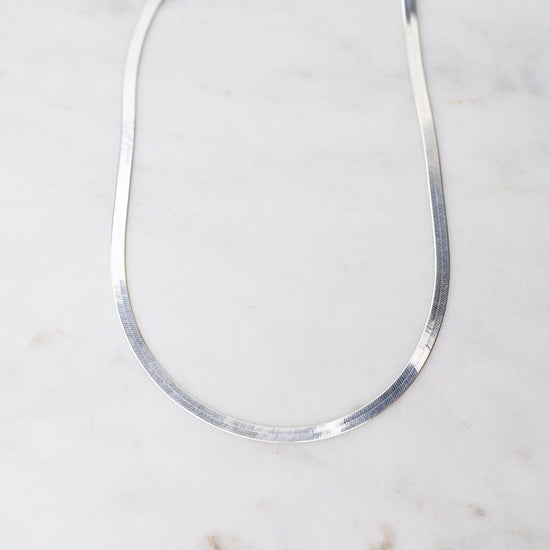 9MM Silver Classic Herringbone Chain Necklace 18