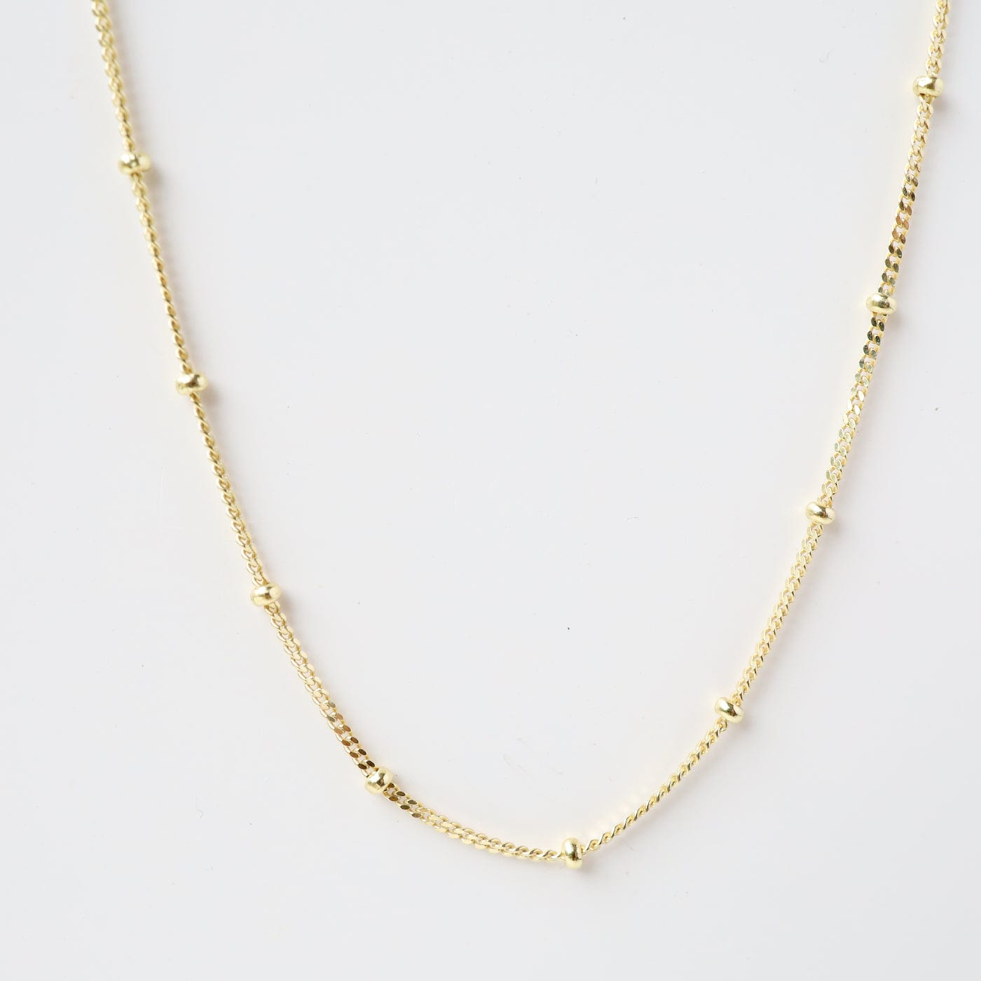 CHN Gold Plated Curb Chain with Bead Stations - 16" to 18"