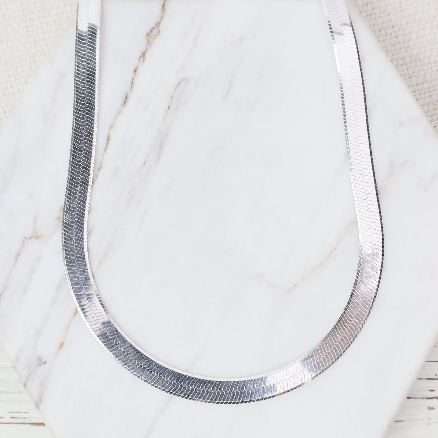 CHN Short Sterling Silver Herringbone Chain