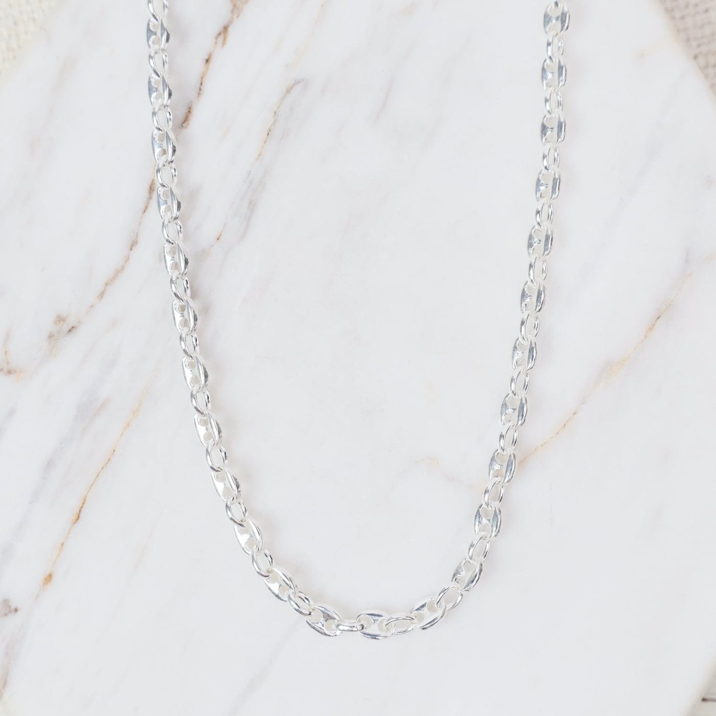 CHN Sterling Silver 3mm Puffed Marina Chain