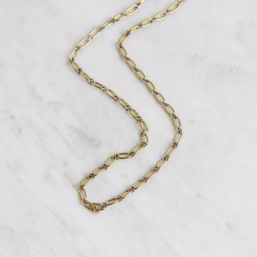 
                  
                    CHN Winding Way Paper Clip Chain - Brass & Sterling Silver - 18"
                  
                