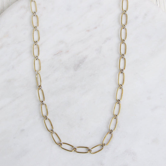 CHN Winding Way Paper Clip Chain - Brass & Sterling Silver - 24"