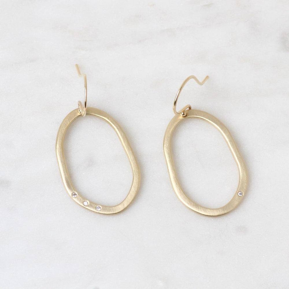 EAR-10K Small Diamond Pebble Earrings - 10k Yellow Gold