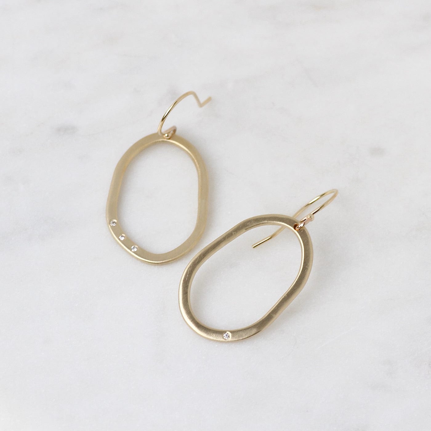Small Diamond Pebble Earrings - 10k Yellow Gold