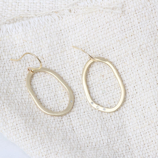 EAR-10K Small Diamond Pebble Earrings - 10k Yellow Gold