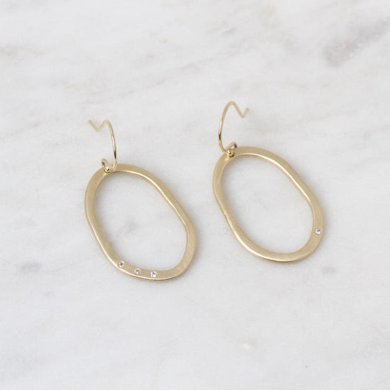 EAR-10K Small Diamond Pebble Earrings - 10k Yellow Gold