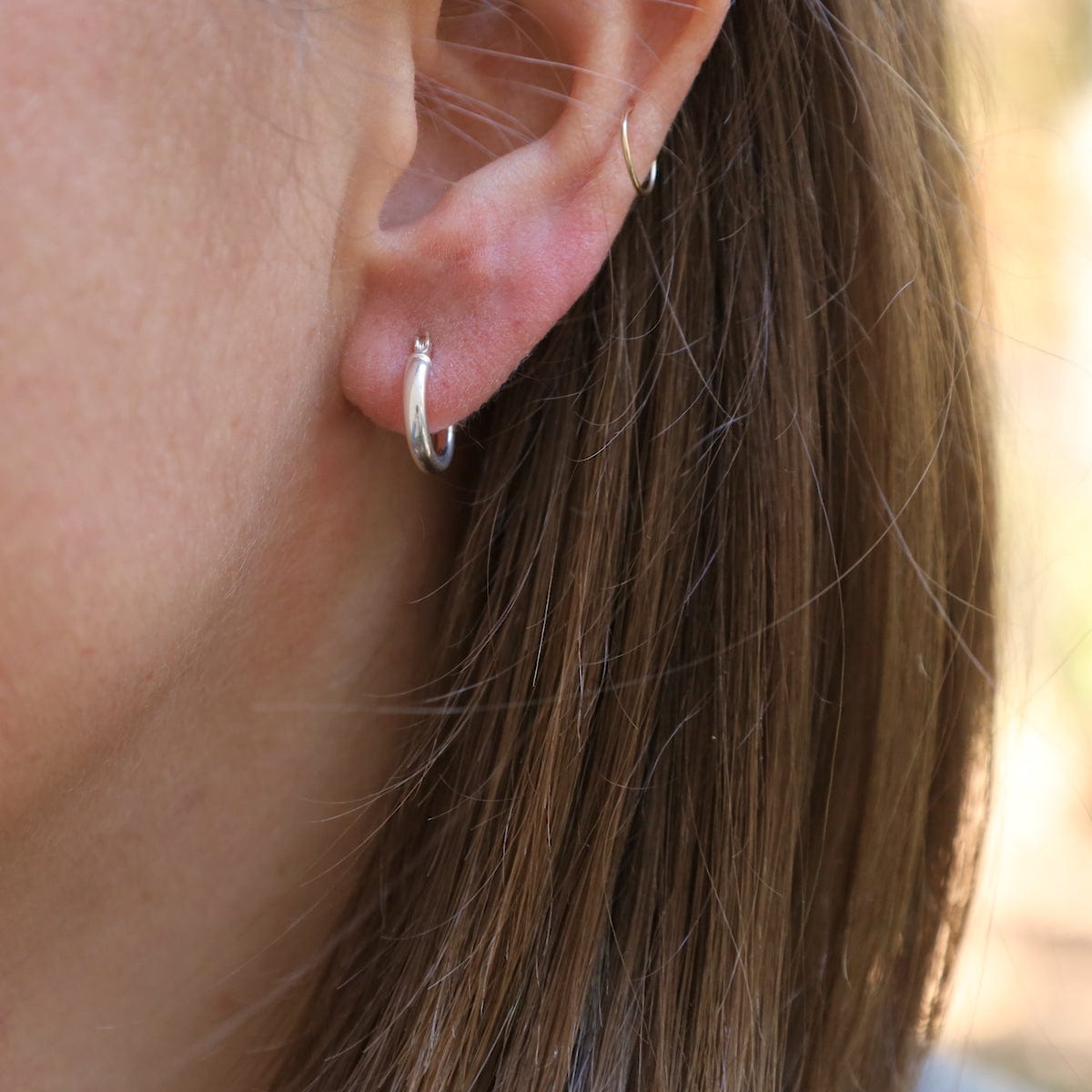 EAR 12mm Sterling Silver Tube Hoop