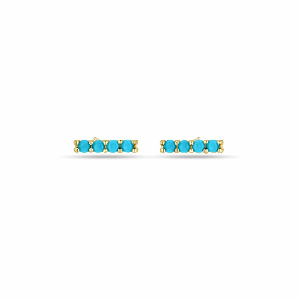 EAR-14K 14k 4 Prong Turquoise Bar Studs