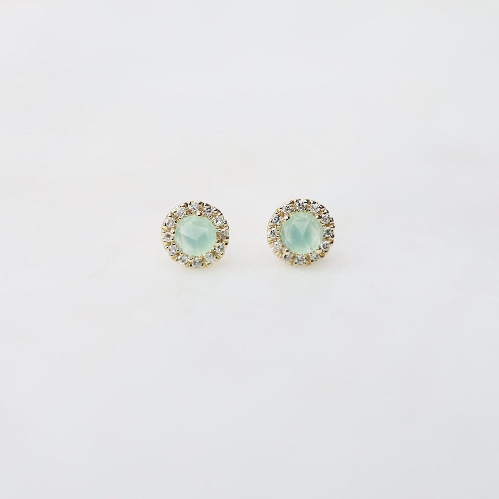 
                      
                        EAR-14K 14k Chrysophase with Diamond Halo Post Earring
                      
                    