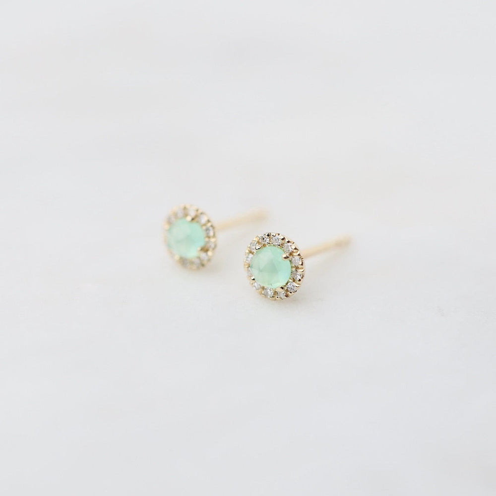 
                      
                        EAR-14K 14k Chrysophase with Diamond Halo Post Earring
                      
                    