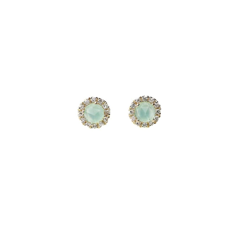 
                      
                        EAR-14K 14k Chrysophase with Diamond Halo Post Earring
                      
                    