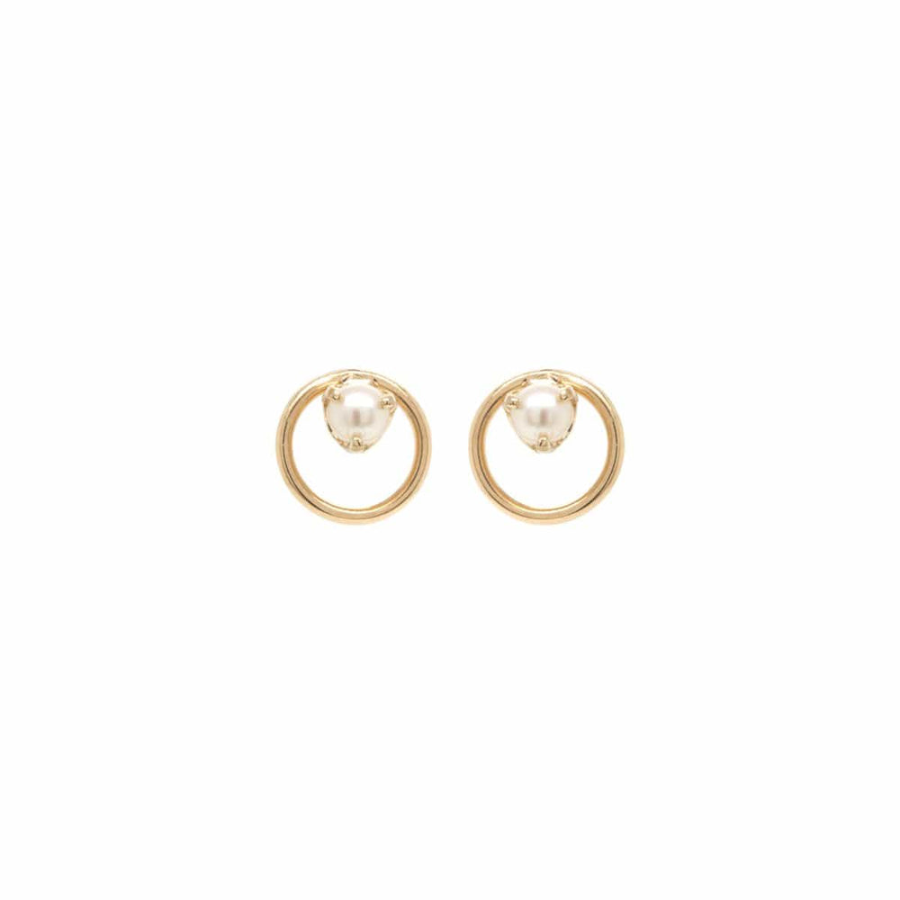 EAR-14K 14K Circle Pearl Prong Studs