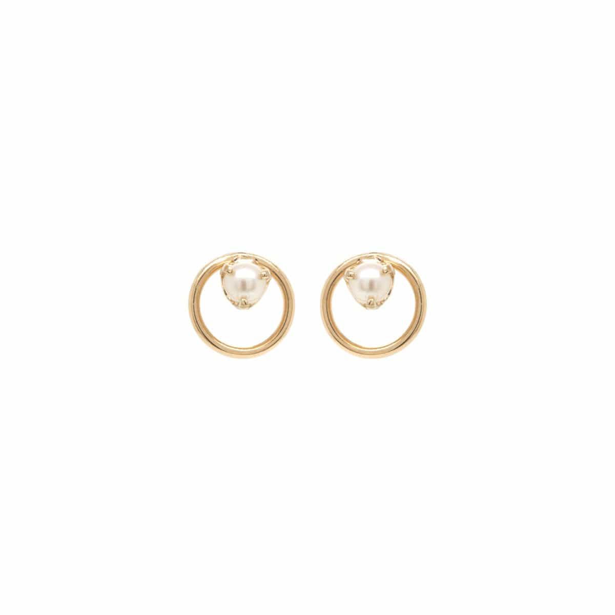 EAR-14K 14K Circle Pearl Prong Studs