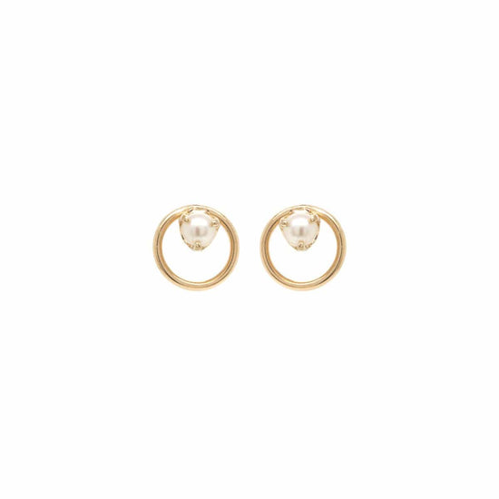 Load image into Gallery viewer, EAR-14K 14K Circle Pearl Prong Studs
