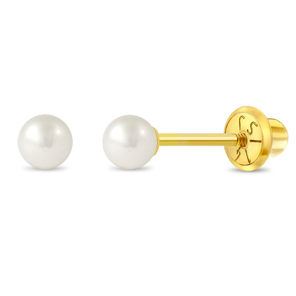 EAR-14K 14k Classic 4.5mm Cultured Pearl Children's Earrings - Screw Back